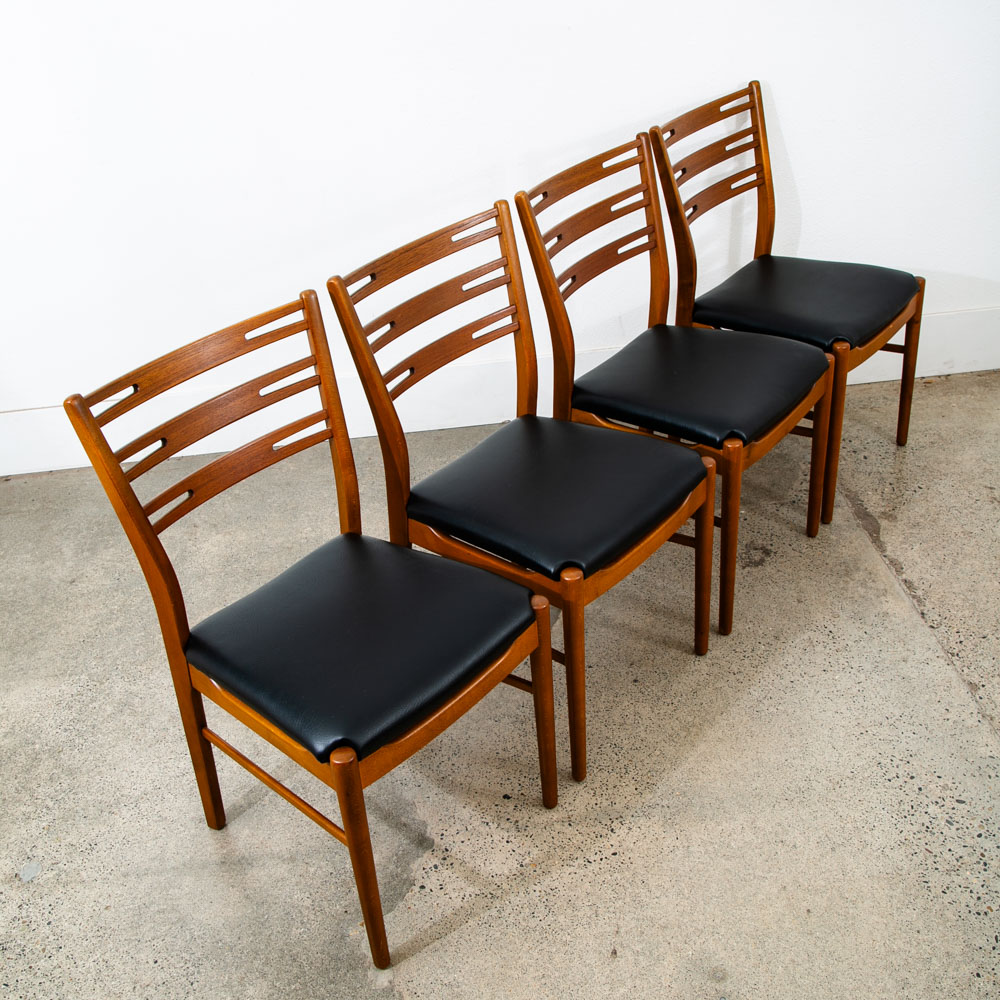 Mid Century Modern Dining Chairs Pair Set Mobler Ladder Farstrup Teak Mcm Black