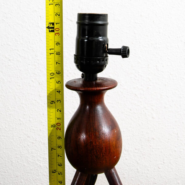 Vintage Mid Century Modern Lamp Teak Turned Wood Round Denmark Tripod Table Mcm - Image 9