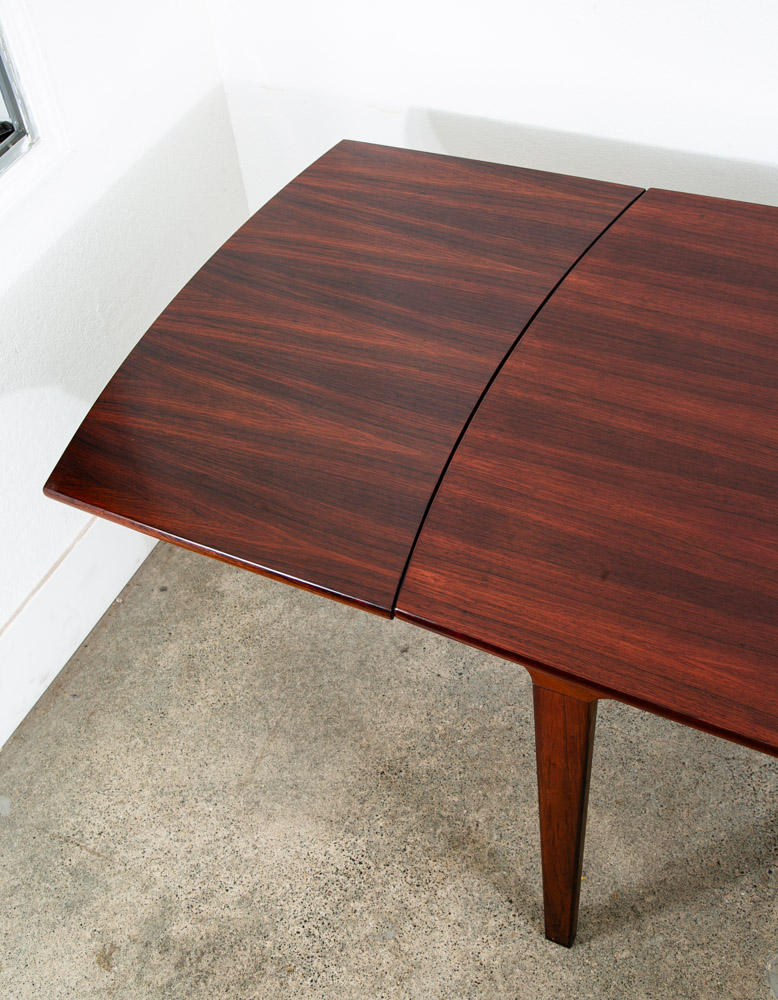 Mid Century Danish Modern Dining Table Rosewood Extension 2 Draw Leaf Vintage - Image 8