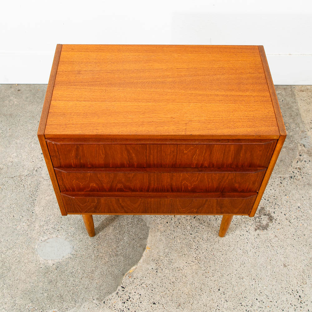 Mid Century Danish Modern Chest Drawers Table 3 Drawer Teak Denmark Side End Mcm - Image 5