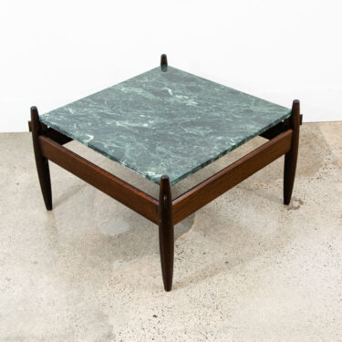 Mid Century Modern Coffee Table Square Green Marble Oak Base Sergio Rodrigues