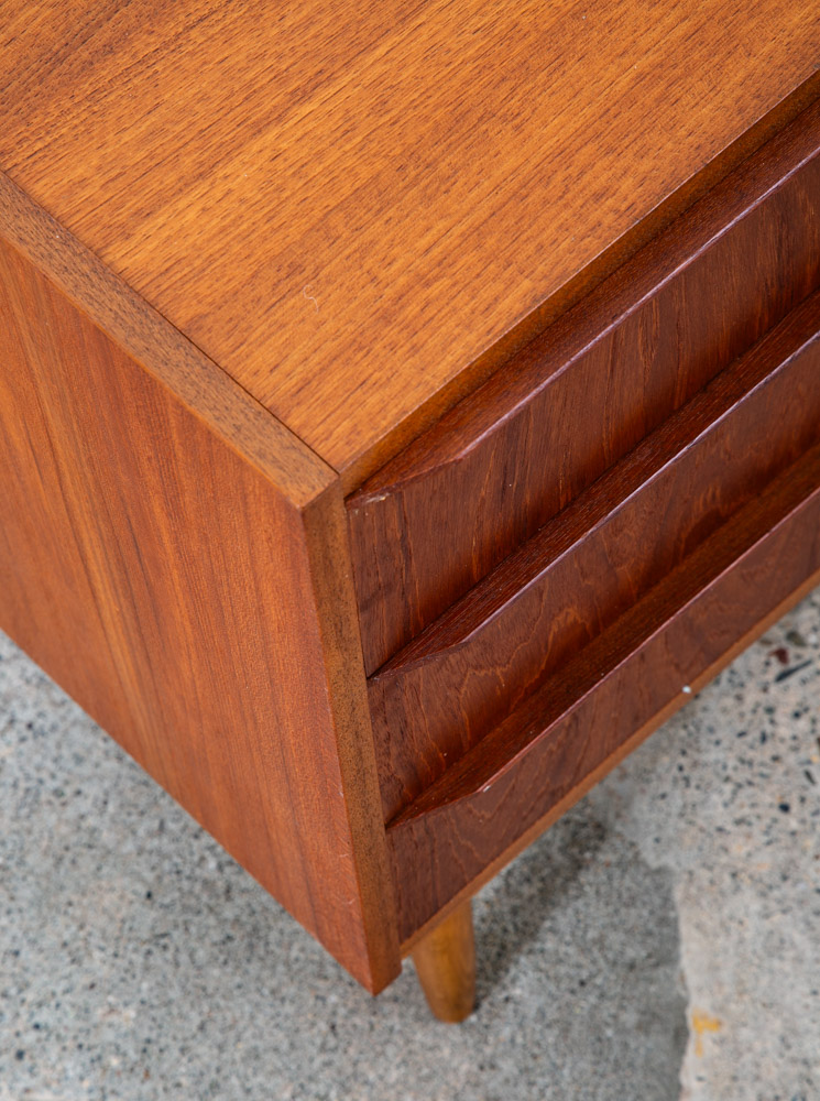 Mid Century Danish Modern Chest Drawers Table 3 Drawer Teak Denmark Side End Mcm - Image 8