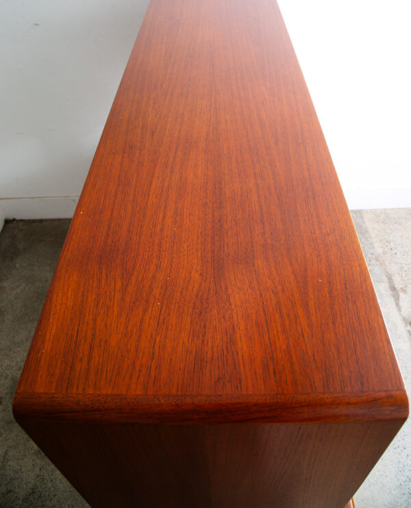Mid Century Danish Modern Credenza Dyrlund 2 Tier Glass Teak Sideboard Display - Image 10