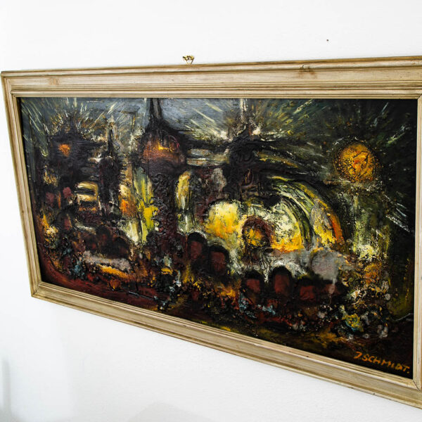 Mid Century Modern Painting Art Abstract Expressionism Browns Green Yellow Mcm - Image 5