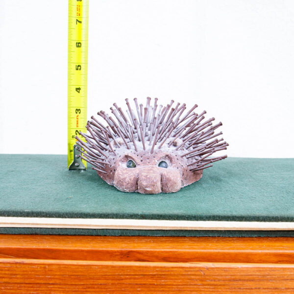 Mid Century Modern Sculpture Mix Media Art Cement Door Stopper Hedgehog Brown - Image 11