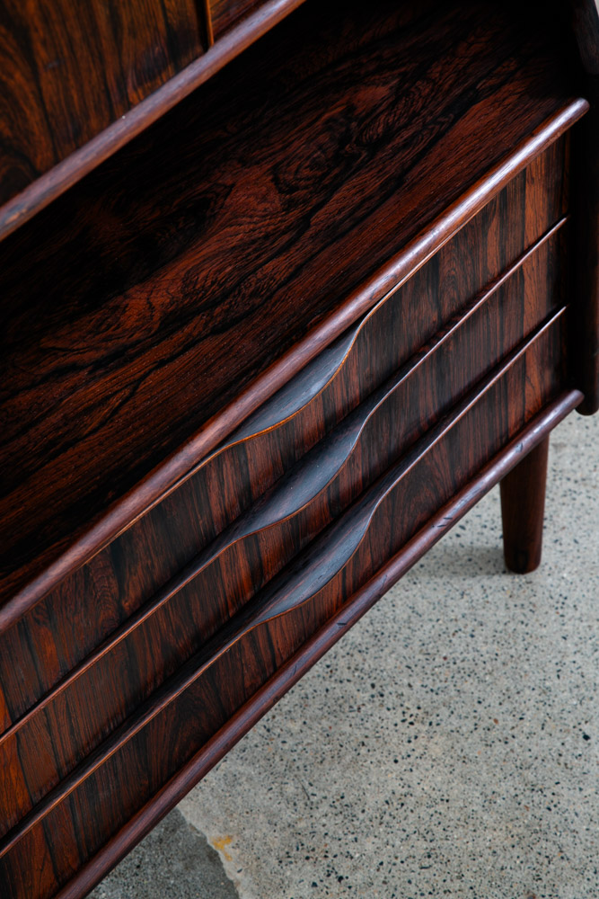 Mid Century Danish Modern Corner Cabinet Rosewood Bar Denmark Drawers Locking VG - Image 9