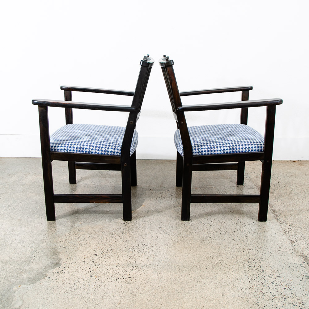 Mid Century Modern Wood Dining Chairs Swedese Sweden Black Blue Denmark Armchair - Image 3