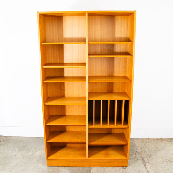Mid Century Danish Modern Bookshelf Cabinet Modular Blonde Oak LP Storage Mcm - Image 2