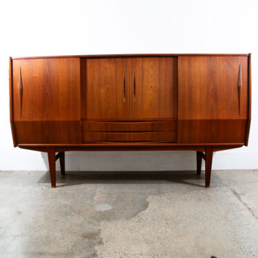 Mid Century Danish Modern Credenza Highboard Teak Sliding Doors Bar Mobler Mcm
