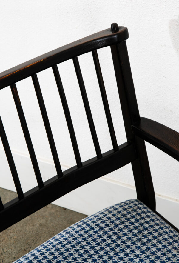 Mid Century Modern Wood Bench Swedese Sweden Black Blue Denmark Vintage - Image 7