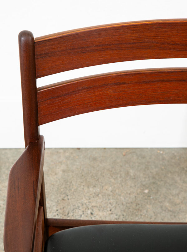 Mid Century Danish Modern Armchair Chair Dining Teak Ladder Back Black Boltinge - Image 12