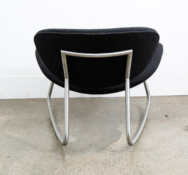 Mid Century Danish Modern Rocking Chair Boconcept Rocker Grey Wool Metal Silver - Image 6