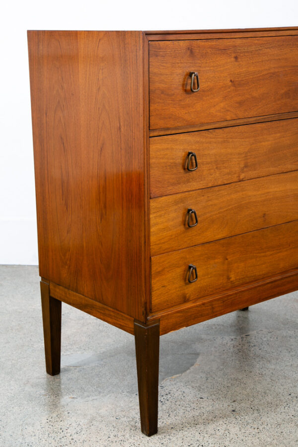 Mid Century Danish Modern Desk Vanity Office Walnut 3 Drawers Denmark Mirror - Image 11