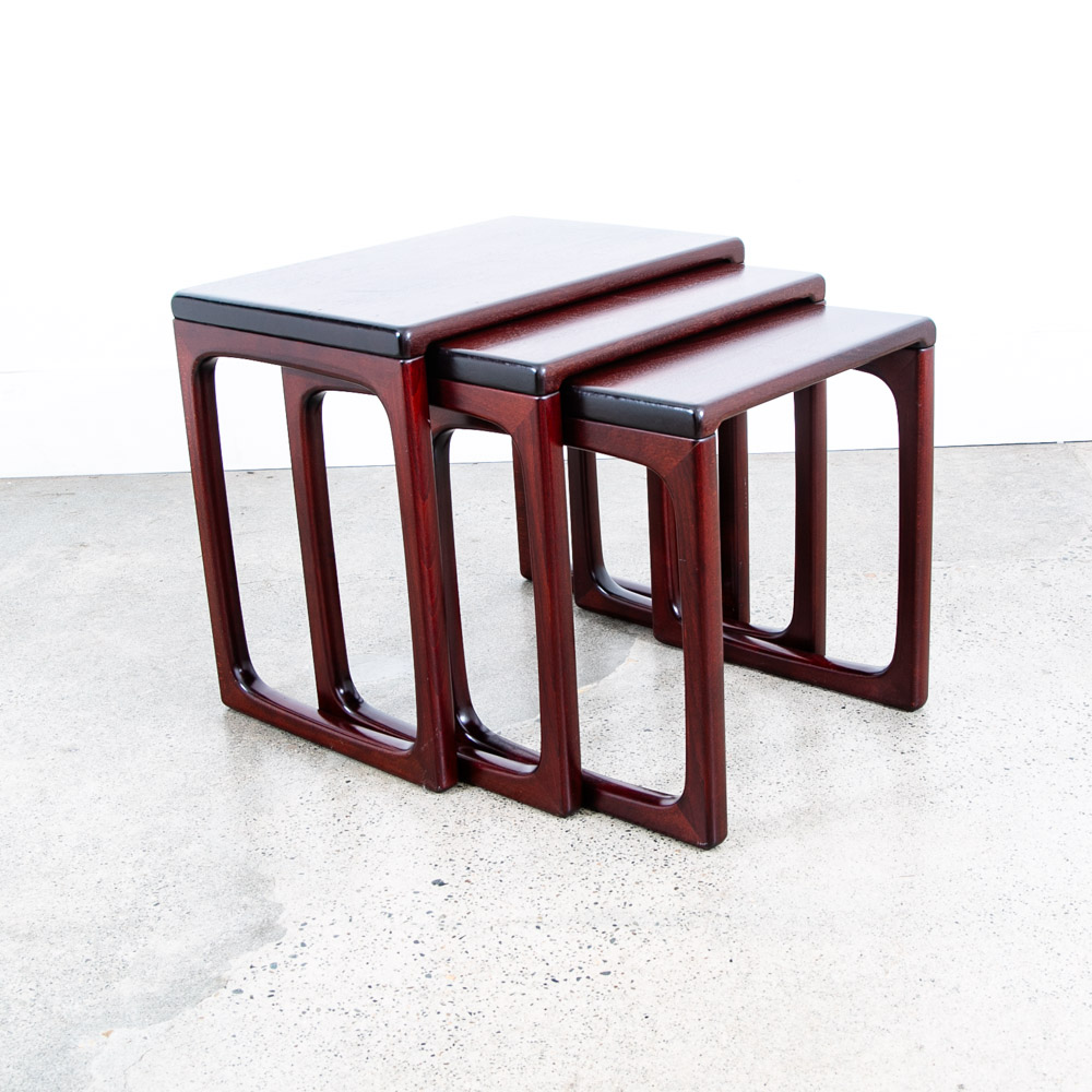 Mid Century Danish Modern Nesting Tables Solid Mahogany Mcm Set of 3 Vintage - Image 2