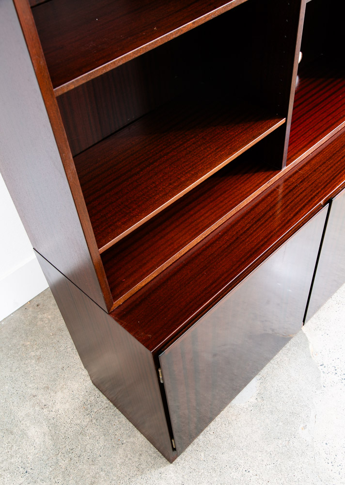 Mid Century Danish Modern Bookshelf Cabinet Mahogany Doors Omann Jun Mcm 2 - Image 7