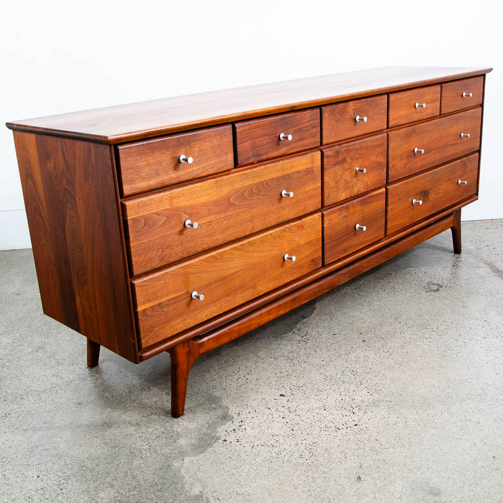 Mid Century Modern Credenza Dresser 11 Drawer Ace Hi Prelude Line Solid Walnut Wood Mcm - Image 10