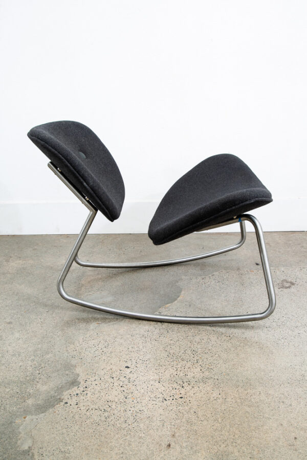 Mid Century Danish Modern Rocking Chair Boconcept Rocker Grey Wool Metal Silver - Image 5