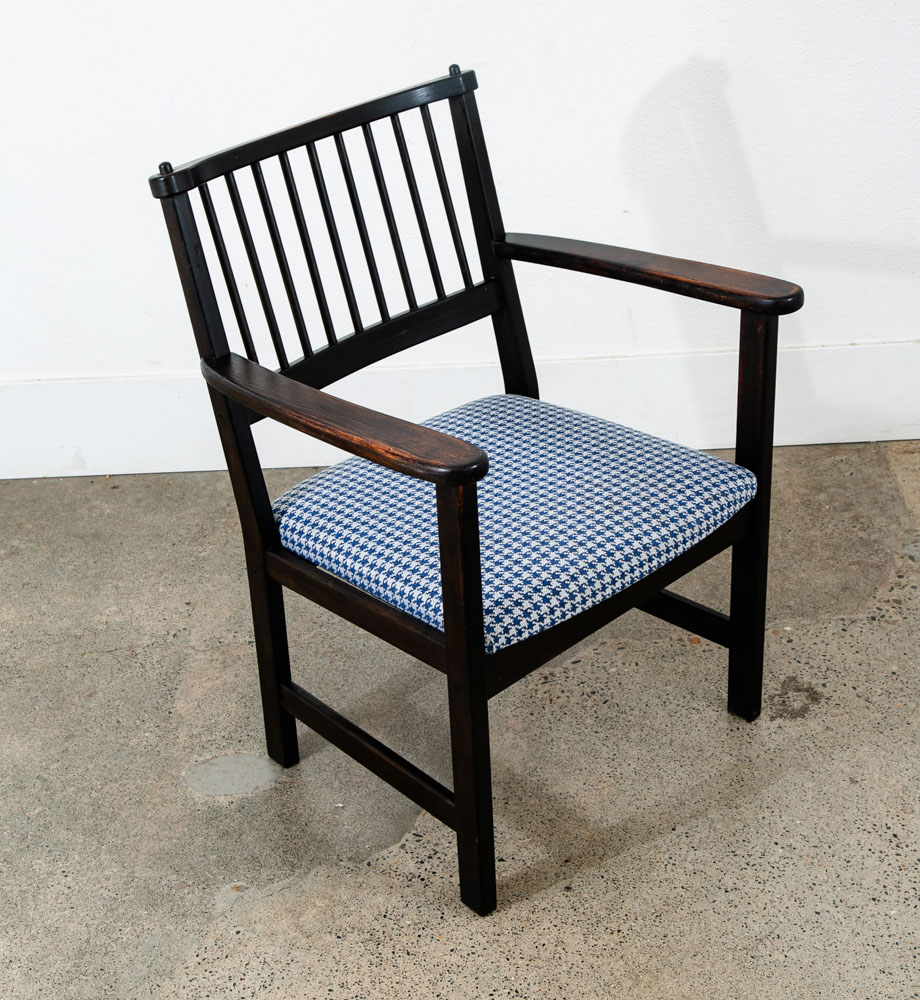 Mid Century Modern Wood Dining Chairs Swedese Sweden Black Blue Denmark Armchair - Image 6