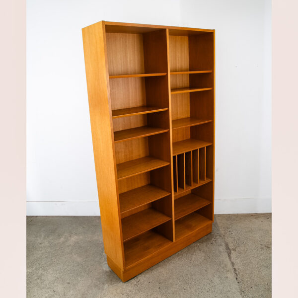 Mid Century Danish Modern Bookshelf Cabinet Modular Blonde Oak LP Storage Mcm