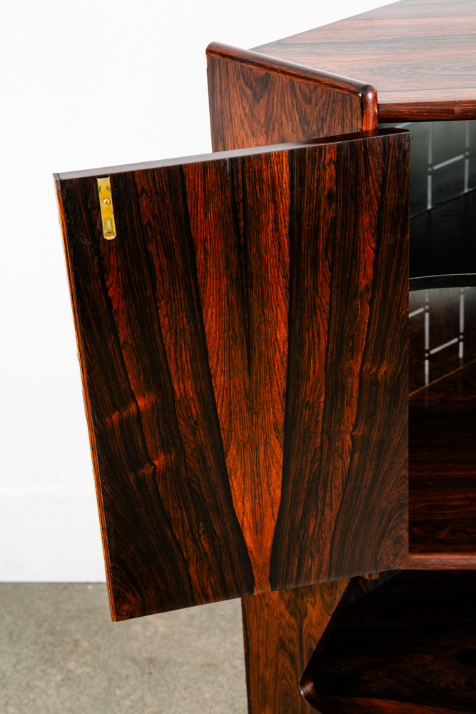 Mid Century Danish Modern Corner Cabinet Rosewood Bar Denmark Drawers Locking VG - Image 11