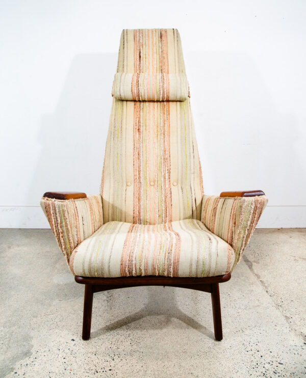 Mid Century Modern Lounge Chair Adrian Pearsall Slim Jim Tweed Walnut Arms Paws - Image 2