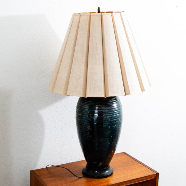Mid Century Modern Table Lamp Ceramic Blue Teal Glaze Studio Design Vintage Mcm
