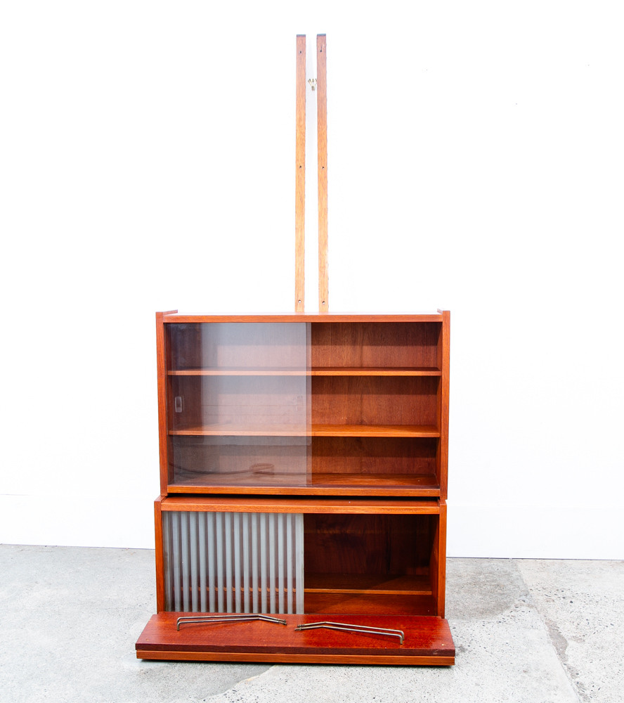 Mid Century Danish Modern Wall Unit 1 bay Teak Display Cabinet Modular Cado Mcm - Image 12