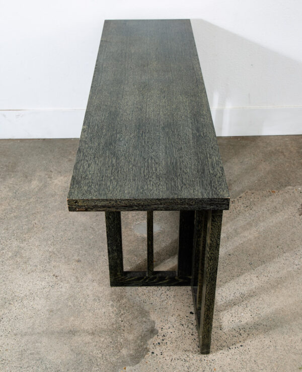 Mid Century Modern Console Table Folding Dining Ebonized Oak Vintage Black Mcm - Image 8