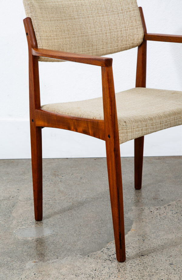 Mid Century Danish Modern Armchair Chair Dining Teak White Wool Arm Captain Mcm - Image 5