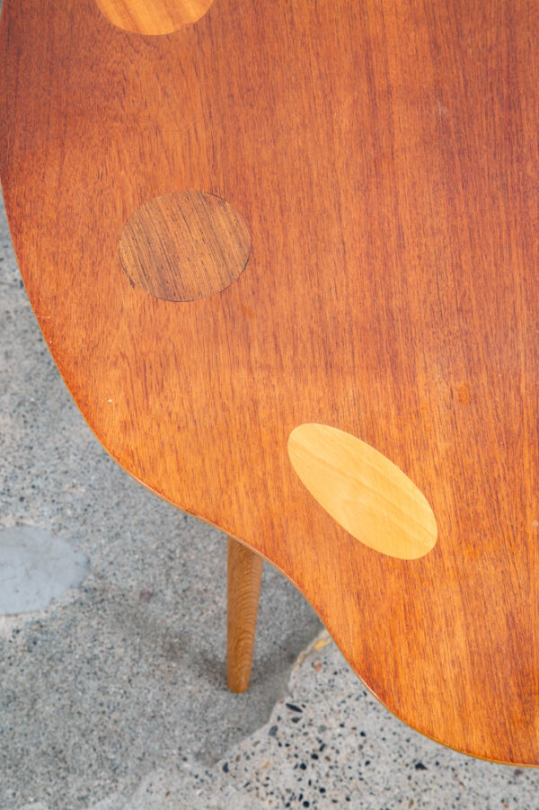 Mid Century Danish Modern End Table Side Teak Round Oak Abstract Easle Palette - Image 9