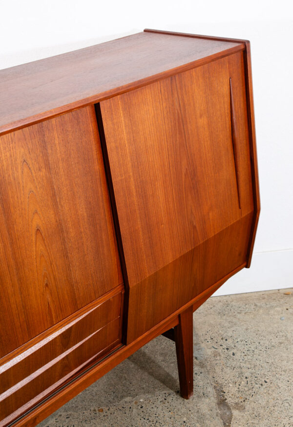 Mid Century Danish Modern Credenza Highboard Teak Sliding Doors Bar Mobler Mcm - Image 10