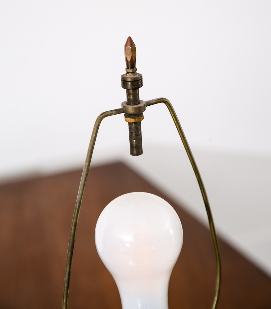 Mid Century Modern Table Lamp Set Pair Light Cast Brass Asian Green Two Light - Image 4