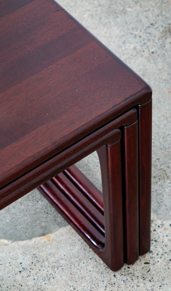 Mid Century Danish Modern Nesting Tables Solid Mahogany Mcm Set of 3 Vintage - Image 8