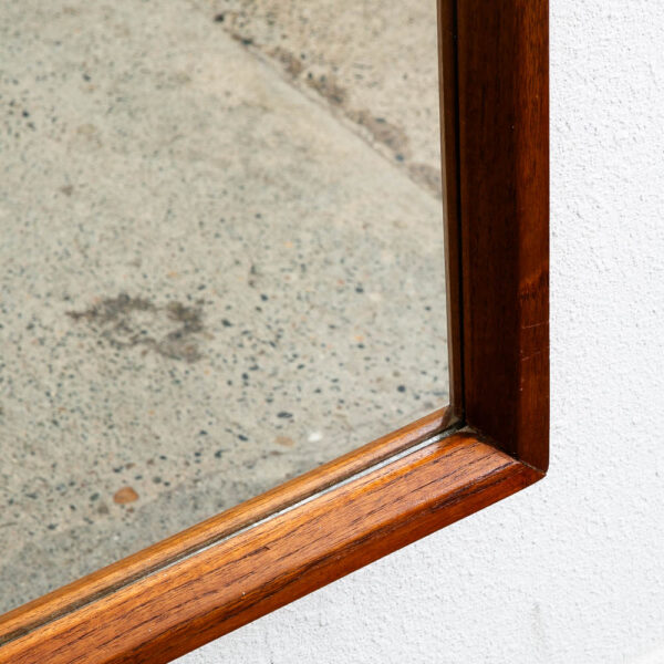 Mid Century Danish Modern Mirror Wall Hanging Entry Way Solid Teak Rectangular - Image 6