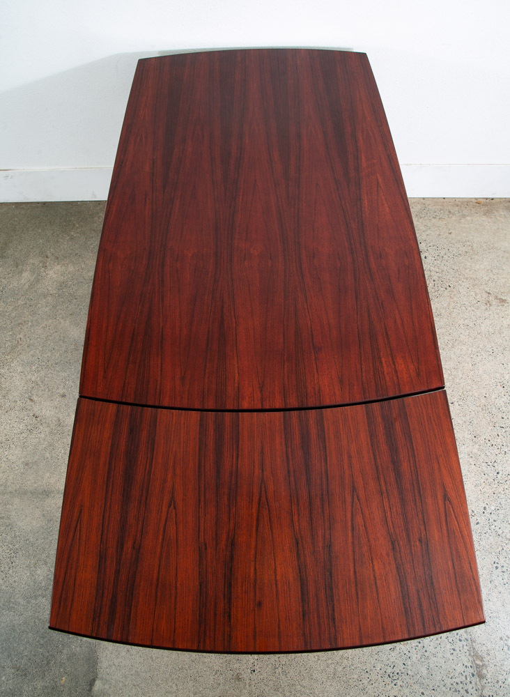 Mid Century Danish Modern Dining Table Rosewood Extension 2 Draw Leaf Vintage - Image 3