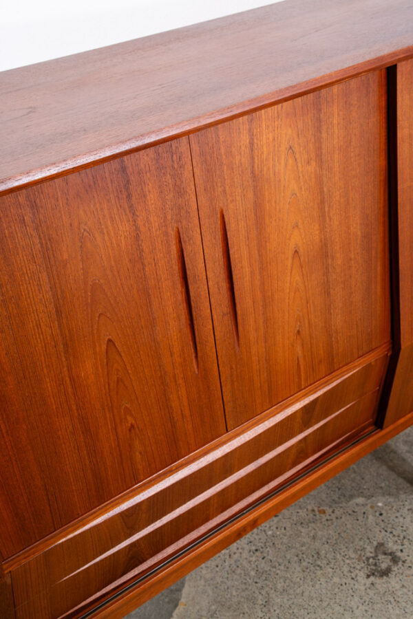 Mid Century Danish Modern Credenza Highboard Teak Sliding Doors Bar Mobler Mcm - Image 12