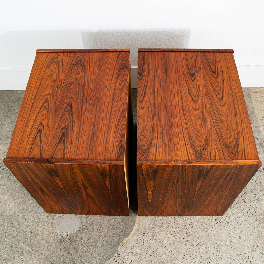 Mid Century Danish Modern Nightstands End Side Table Rosewood Sannemans Drawers - Image 4