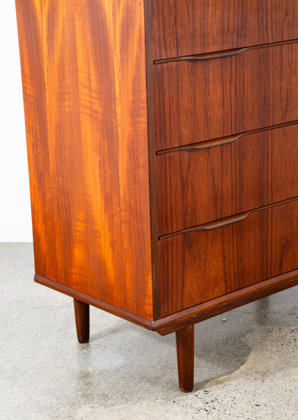 Mid Century Danish Modern Highboy Dresser 6 Drawer Teak Handles Denmark Tall Mcm - Image 8