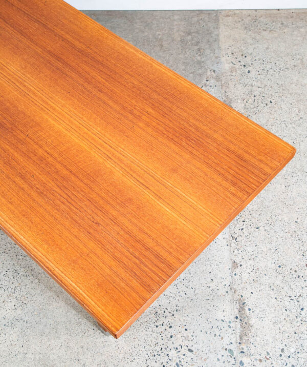 Mid Century Danish Modern Coffee Table Surfboard Teak Denmark Metal Legs Vintage - Image 10