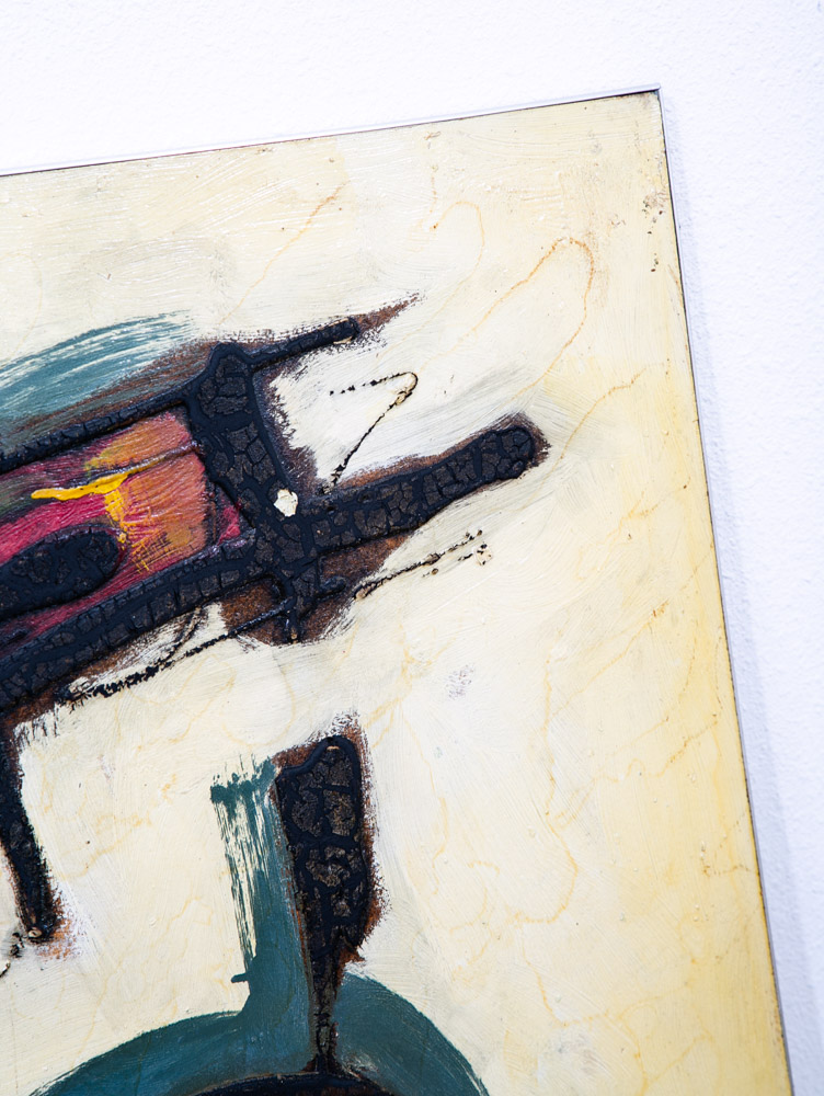 Mid Century Modern Wall Art Framed Abstract Expressionism Red Grey Black Yellow - Image 7