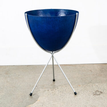 Mid Century Modern Planter Kimball Bullet Round Atomic Plant Stand Blue Mcm