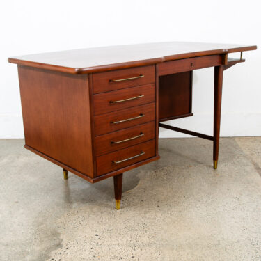 Mid Century Danish Modern Desk 6 Drawer Teak Cabinet Wood Office Executive Mcm