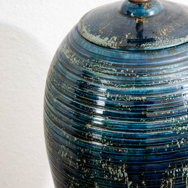 Mid Century Modern Table Lamp Ceramic Blue Teal Glaze Studio Design Vintage Mcm - Image 5