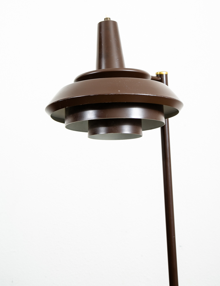 Mid Century Modern Floor Lamp Brown Light Adjustable Brass Vintage Mcm Denmark - Image 4