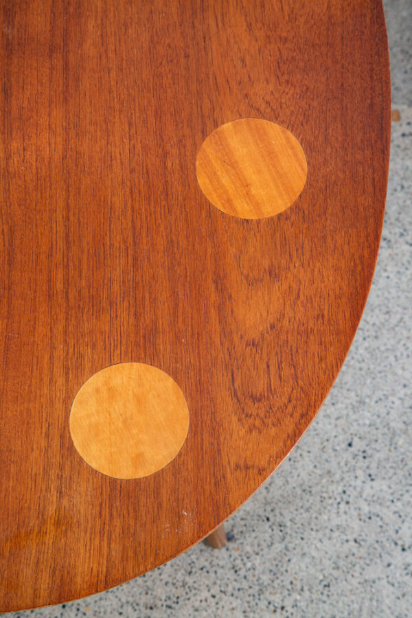 Mid Century Danish Modern End Table Side Teak Round Oak Abstract Easle Palette - Image 8