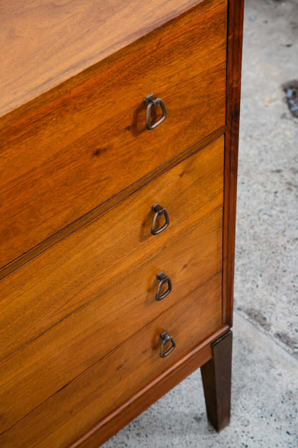 Mid Century Danish Modern Desk Vanity Office Walnut 3 Drawers Denmark Mirror - Image 9