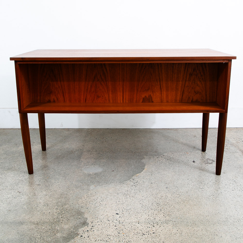 Mid Century Danish Modern Desk Executive Teak 6 Drawer Bookshelf Floating Shelf - Image 6
