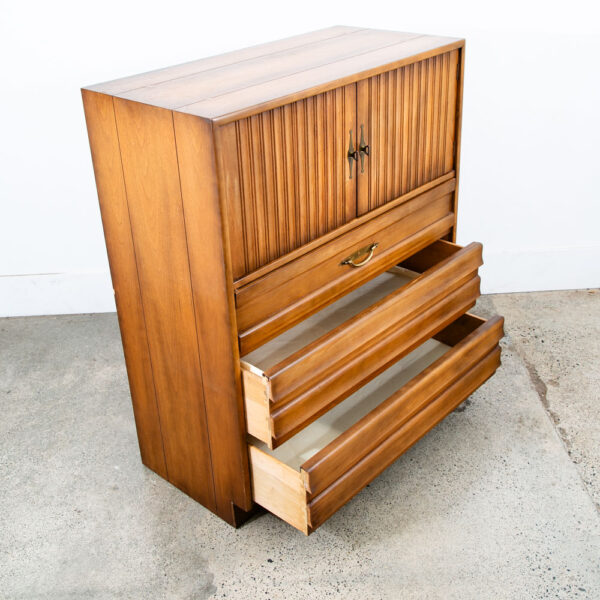Mid Century Modern Dresser Highboy American Martinsville Drexel Bleached Walnut - Image 9