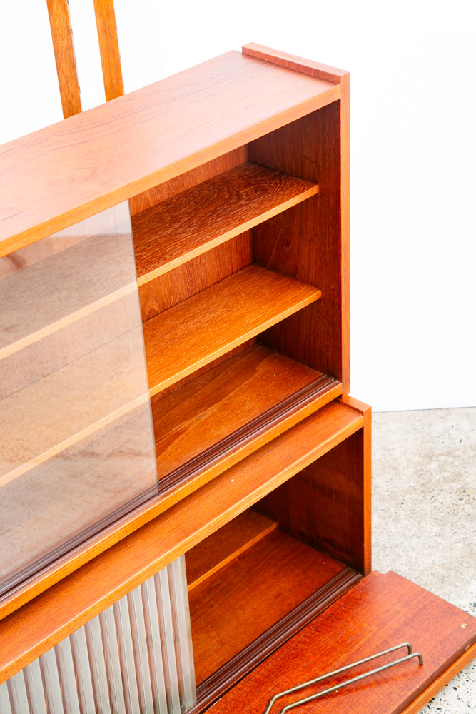 Mid Century Danish Modern Wall Unit 1 bay Teak Display Cabinet Modular Cado Mcm - Image 11