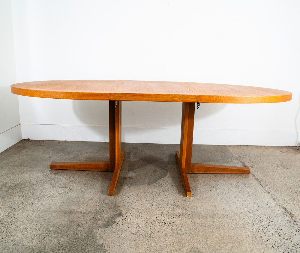 Mid Century Danish Modern Dining Table Oak Niels Kofoed Oval Extension x2 Mcm - Image 7